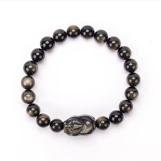 金沙黑曜貔貅手珠 招財護身 / 多尺寸可挑